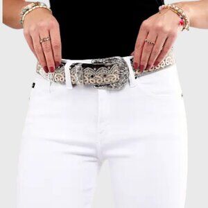 Embroidered Lace Glitz Leather Belt